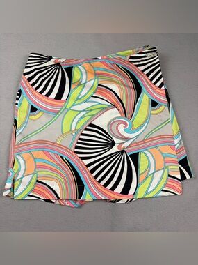 New! SPANNER Multicolor Retro Skort Sz 12 Abstract Colorful Swirls
